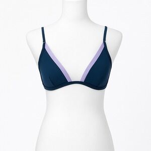 LSPACE Womens Bikini Top Size‎ M Navy Lavender Triangle Swim Minimalist Coastal